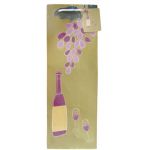 light green with bottle and grapes paper gift bag