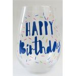 Happy Birthday Stemless Wine Glass