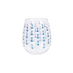Anchor Print Stemless Wine Glass Clear