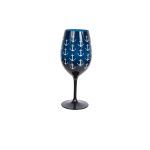 Anchor Print Wine Glass Navy