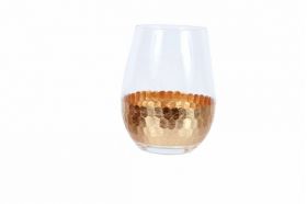 Gold Honeycomb Plated Stemless Wine Glass