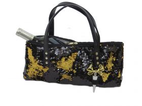 Black/Gold Reversible Glitter Wine Purse