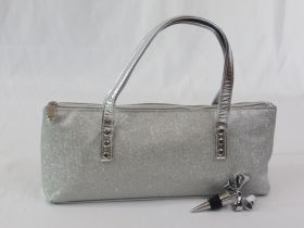 Silver Glitter Wine Purse