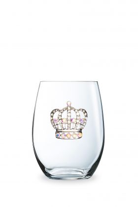 Crown Jeweled Stemless Wine Glass